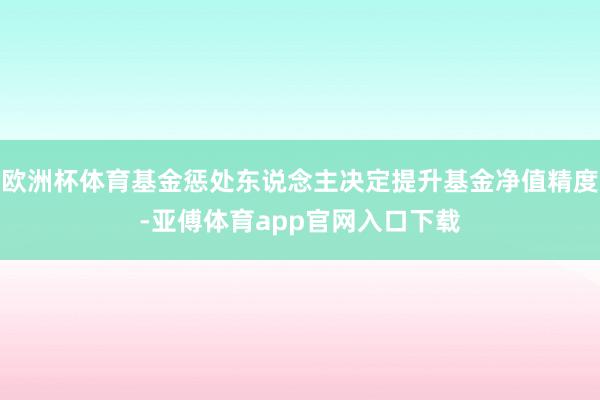 欧洲杯体育基金惩处东说念主决定提升基金净值精度-亚傅体育app官网入口下载