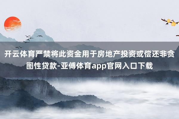 开云体育严禁将此资金用于房地产投资或偿还非贪图性贷款-亚傅体育app官网入口下载