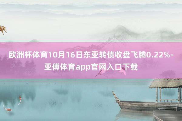 欧洲杯体育10月16日东亚转债收盘飞腾0.22%-亚傅体育app官网入口下载