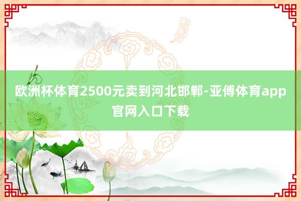 欧洲杯体育2500元卖到河北邯郸-亚傅体育app官网入口下载