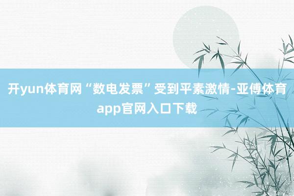 开yun体育网“数电发票”受到平素激情-亚傅体育app官网入口下载