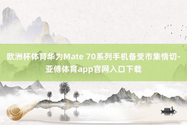 欧洲杯体育华为Mate 70系列手机备受市集情切-亚傅体育app官网入口下载