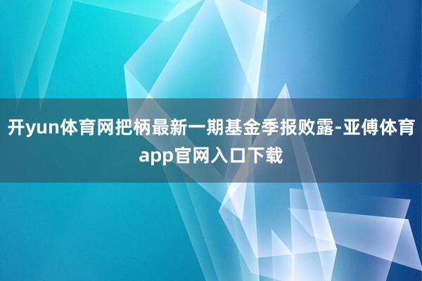 开yun体育网把柄最新一期基金季报败露-亚傅体育app官网入口下载