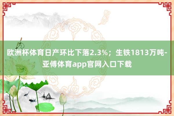 欧洲杯体育日产环比下落2.3%；生铁1813万吨-亚傅体育app官网入口下载