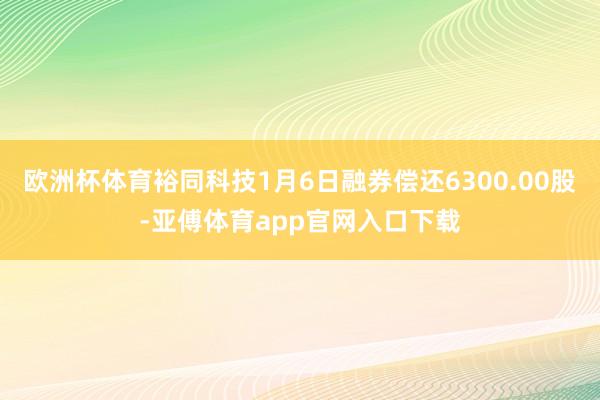 欧洲杯体育裕同科技1月6日融券偿还6300.00股-亚傅体育app官网入口下载