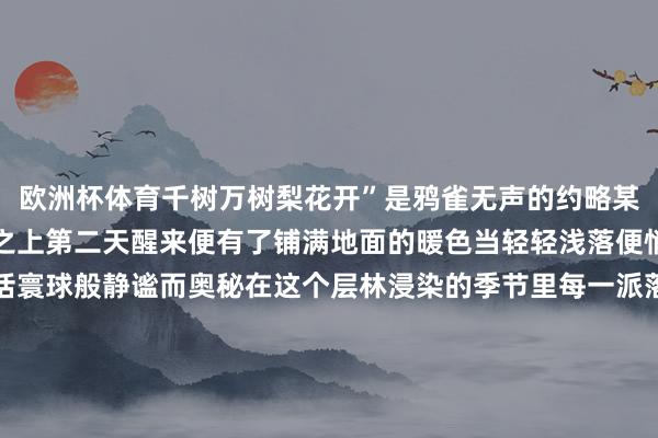 欧洲杯体育千树万树梨花开”是鸦雀无声的约略某天夜里落满檐角、草叶之上第二天醒来便有了铺满地面的暖色当轻轻浅落便悄然换上了盛装宛如童话寰球般静谧而奥秘在这个层林浸染的季节里每一派落叶都像是大当然的赠给每一缕阳光穿透树梢洒下斑驳光影仿佛为地面披上一层金色的薄纱扫数寰球仿佛都被点亮了那微光精明的片刻心灵也随之净化仿佛跻身于一个金兰之契的虚幻那片片银杏雕梁画栋沉稳飘落将岁月的陈迹轻轻掩埋耳畔是风声默读心中