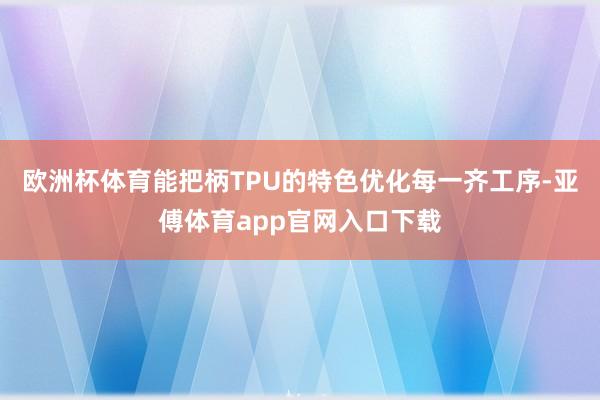 欧洲杯体育能把柄TPU的特色优化每一齐工序-亚傅体育app官网入口下载